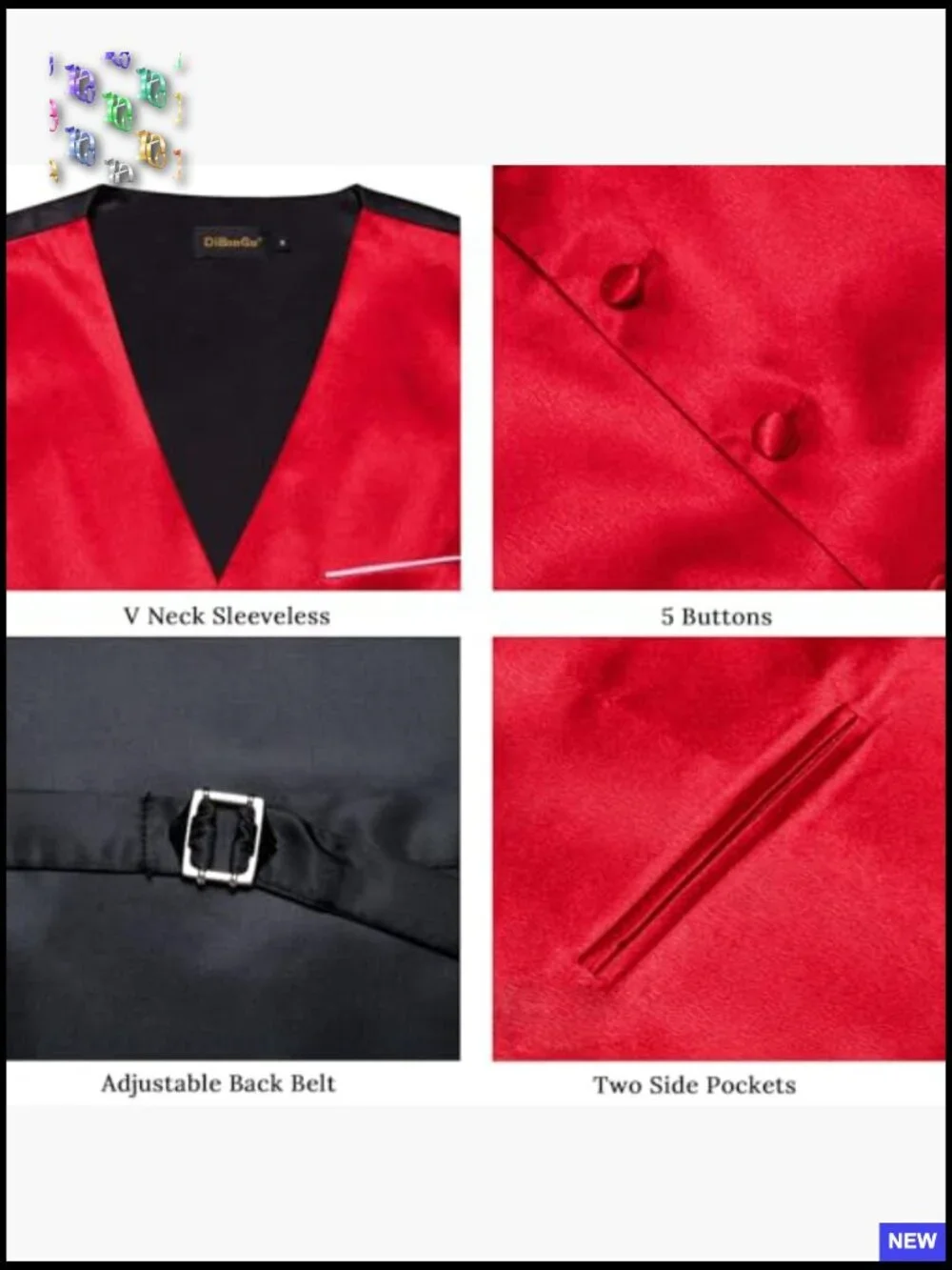 Satin Suit Vest Set Classic Elegant Formal Wedding Tuxedo Accessories